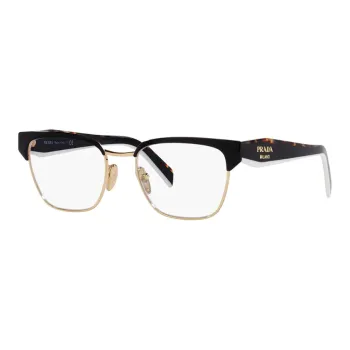 PRADA Metal Browline Eyeglass Frames Unisex Black