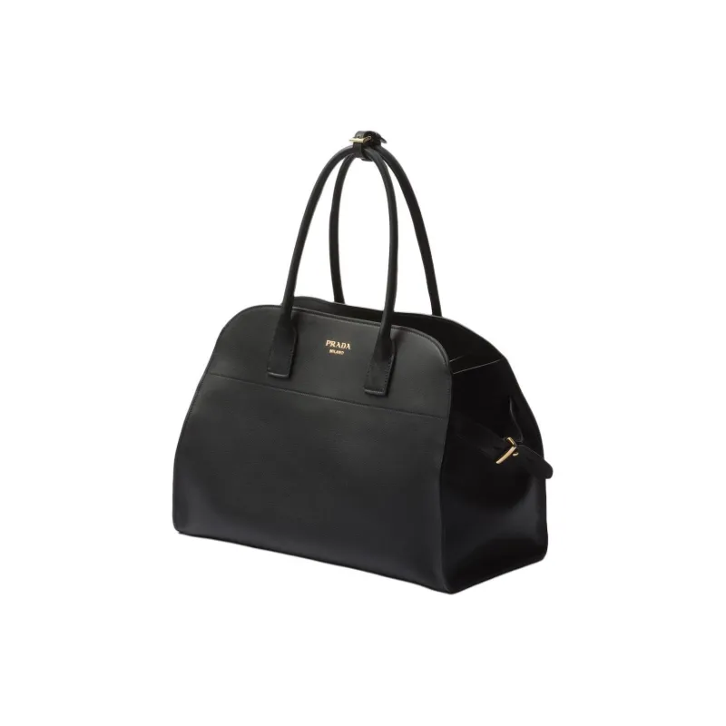 PRADA Grained Leather Tote Bag Shopping Bag Handbag Large Size Women's Black-1