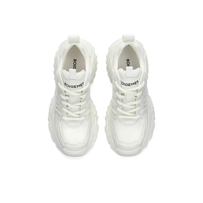 BOIGEMES Low Top Chunky Sneakers Men's White-3