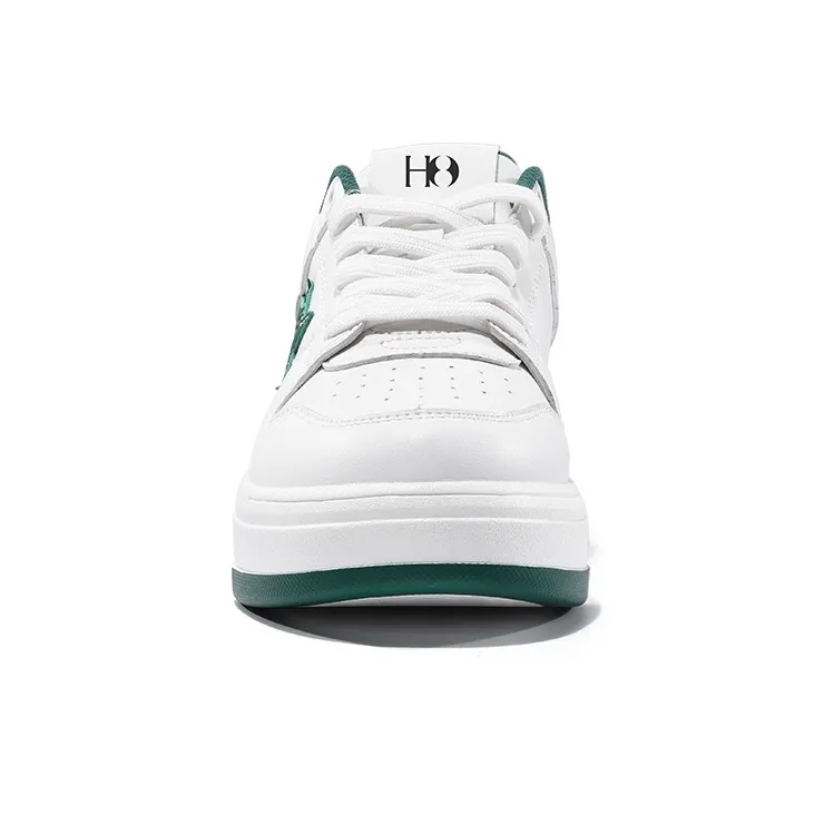 H8 Height Increasing Wear Resistant Low Top Casual Shoes Unisex White/Green-3