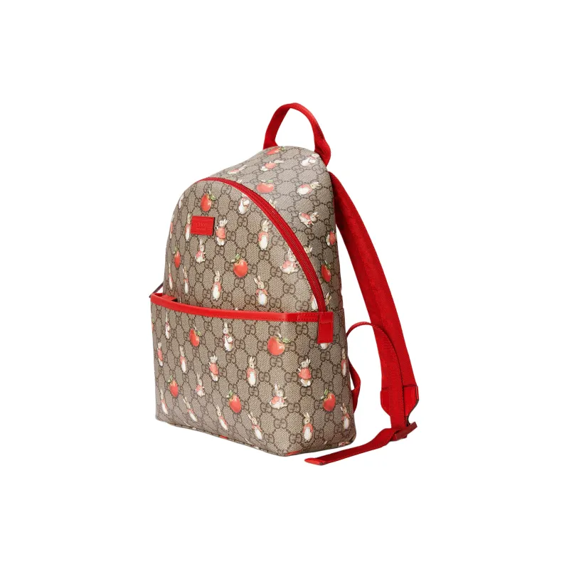 GUCCI Peter Rabbit™ Collaboration Canvas With Leather Backpack Kids' Ebony & Green & Red-1