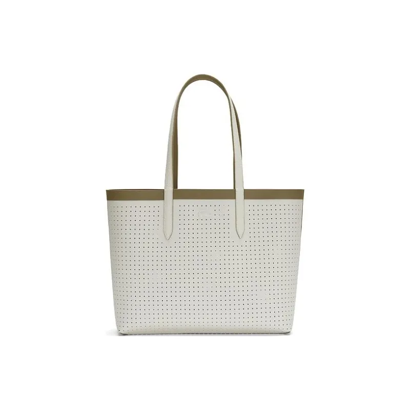 LACOSTE PVC Tote Bag Shopping Bag Handbag Shoulder Bag Large Size Women's Linen & Ivory-1