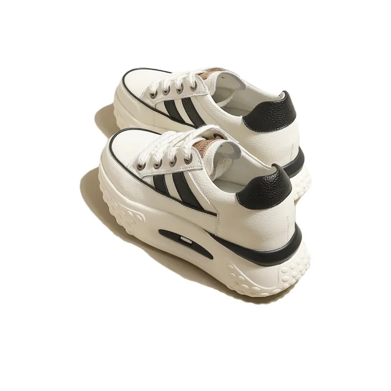 D FUSE SCANDINAVIA Athletic Shoes Lightweight Height Increasing Low Top Skateboard Shoes Women's Beige White Black-2