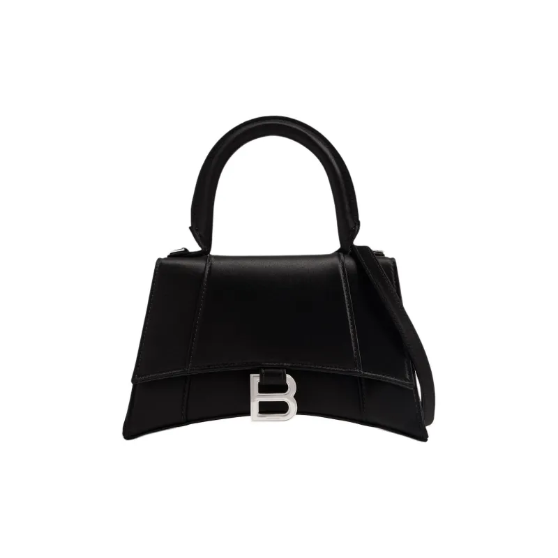 Balenciaga Satin Hourglass Bag Shoulder Bag Crossbody Bag Handbag Women's Black-0