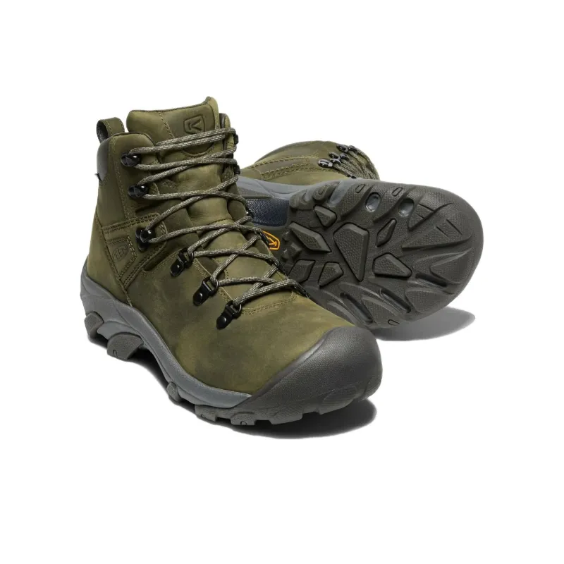 KEEN Pyrenees Cushioning Wear-Resistant High-Top Hiking Shoes Men's Green Gray-2