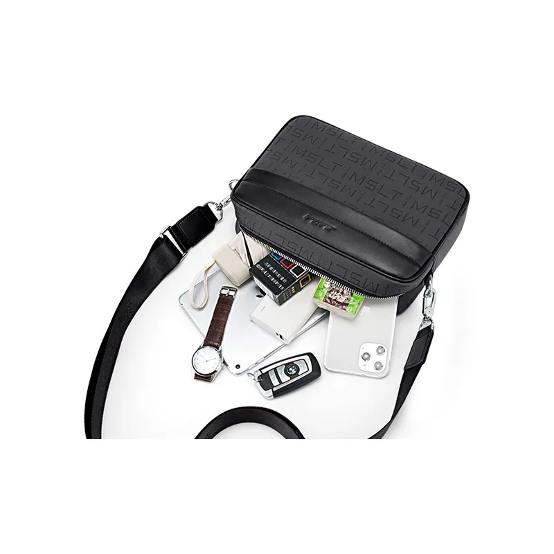 MashaLanti PVC Shoulder Bag Crossbody Bag Men's Dark Gray-5