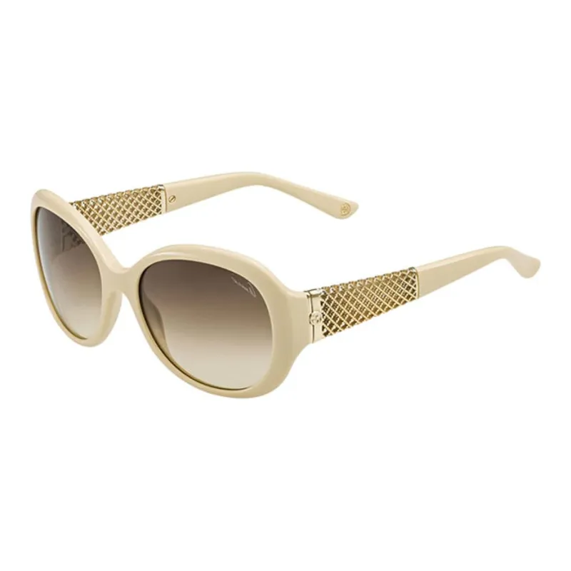 GUCCI Acetate Irregular Shape Sunglasses Women's Beige-0