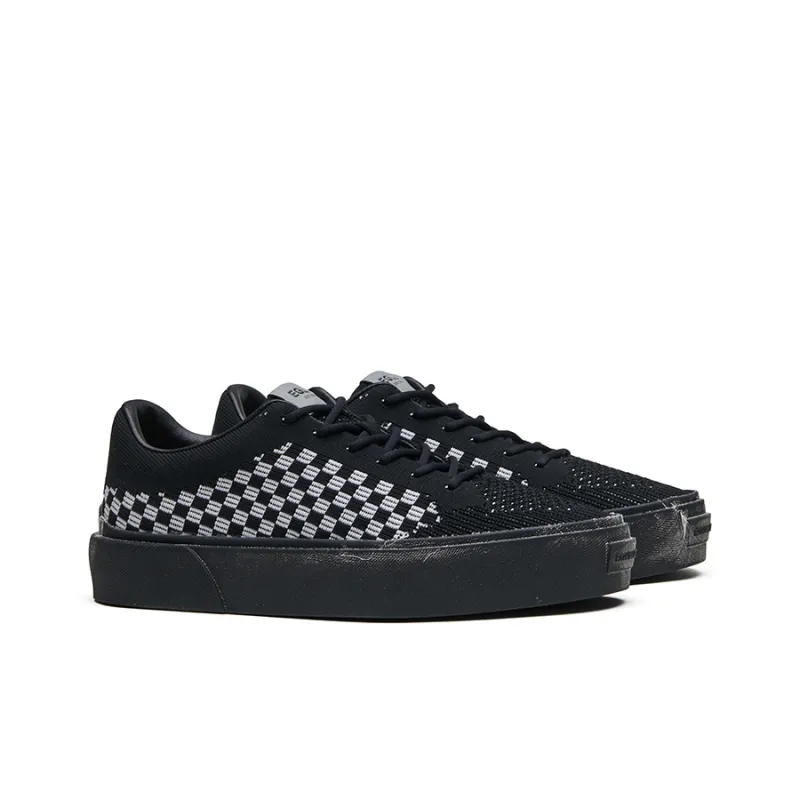 EQLZ EQUALIZER Fault GhostKnit Low Top Skateboard Shoes Unisex Rush Black Checkerboard-2