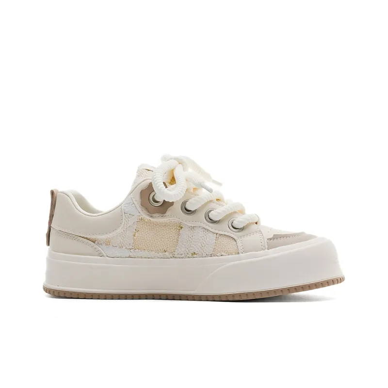 Warrior Warrior Wear resistant And Lightweight Low Top Skateboard Shoes Women's Beige Brown-1