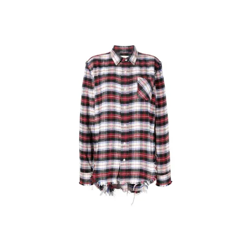 R13 Frayed Check-print Shirt