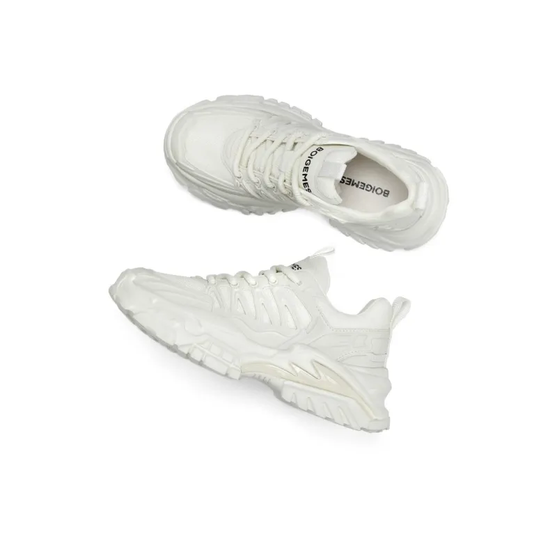 BOIGEMES Low Top Chunky Sneakers Men's White-1