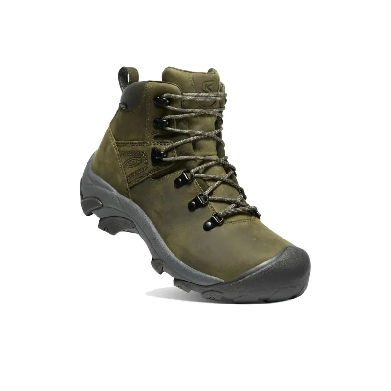 KEEN Pyrenees Cushioning Wear-Resistant High-Top Hiking Shoes Men's Green Gray-1