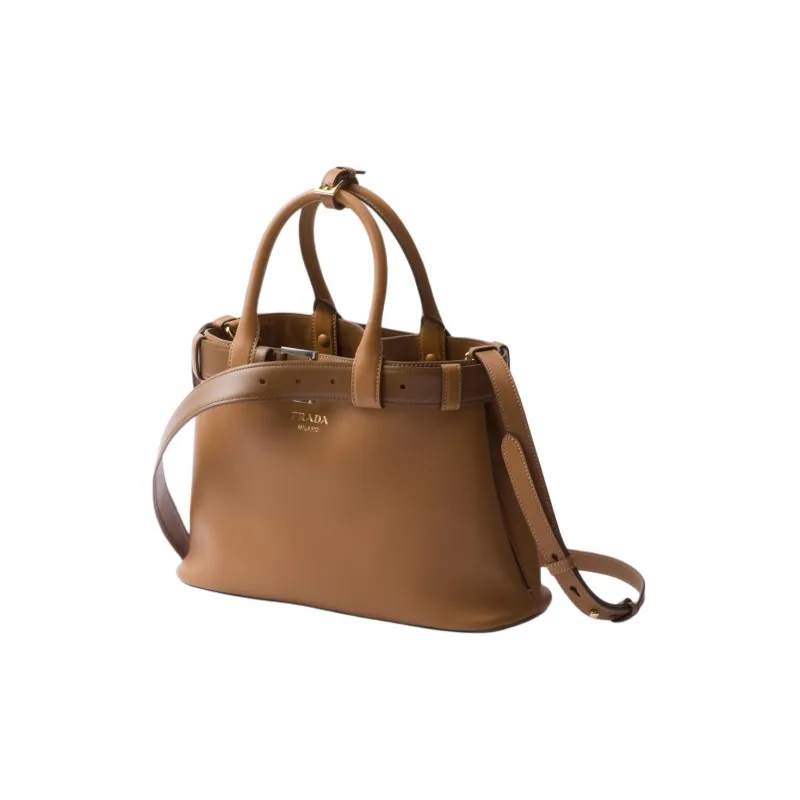 PRADA Leather Shoulder Bag, Crossbody Bag, Handbag Medium Size Women's Caramel-1