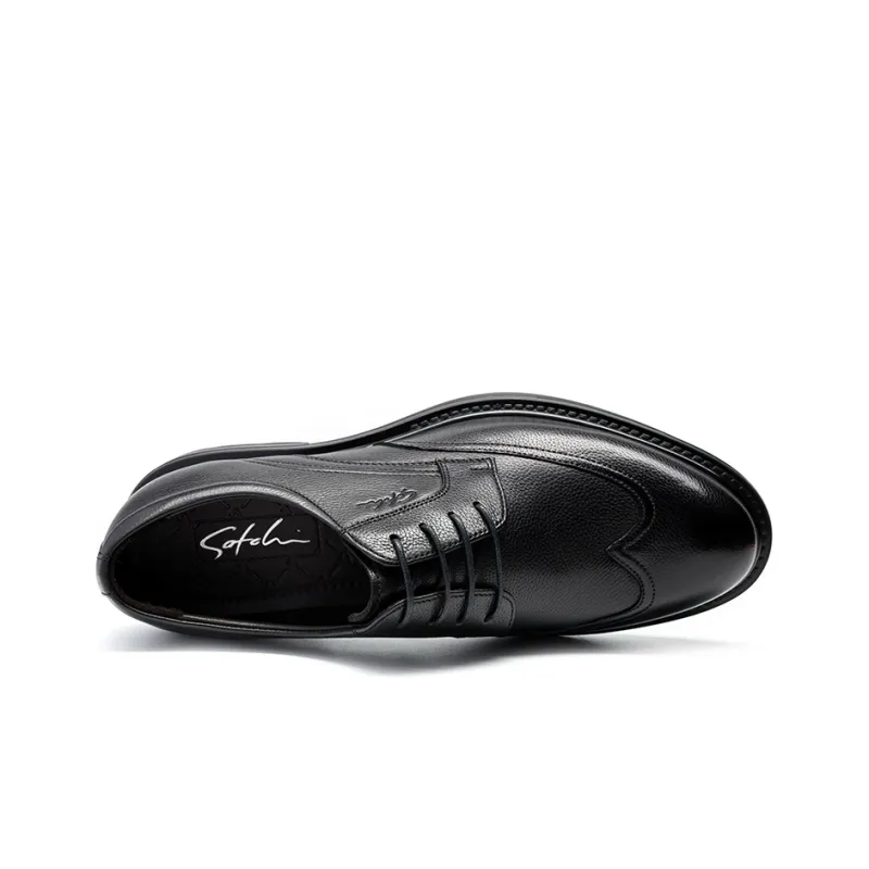 Satchi Business Formal Leather Shoes Men's Black 3.5CM-3