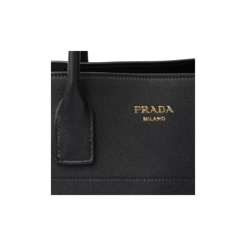PRADA Grained Leather Tote Bag Shopping Bag Handbag Large Size Women's Black-4