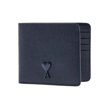 AMIPARIS De Coeur Calfskin Wallet Men's Marine Blue