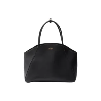PRADA Leather Tote Bag, Shopping Bag, Handbag Large Size Women's Black