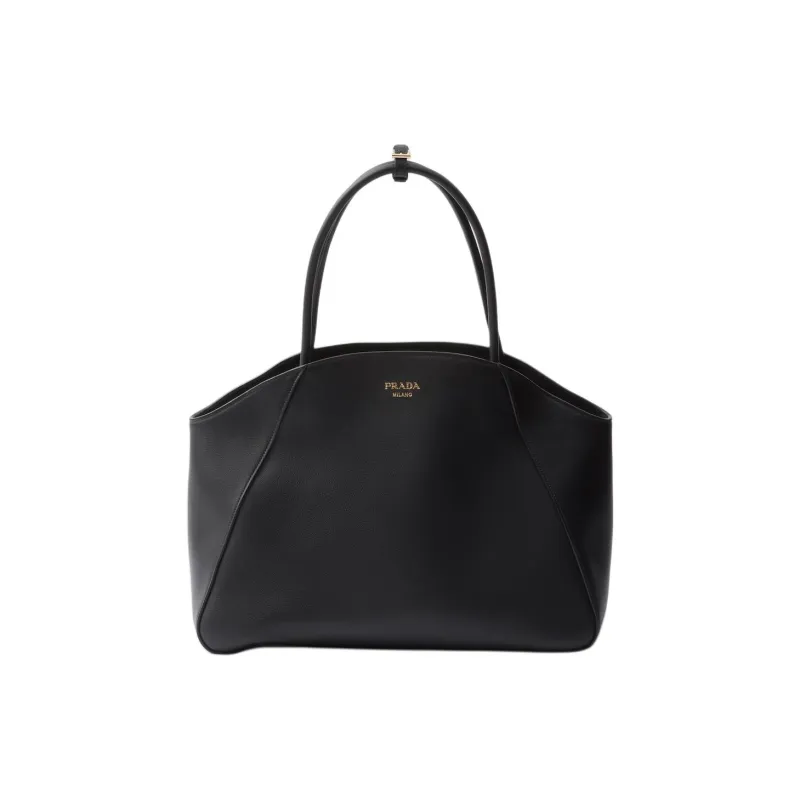 PRADA Leather Tote Bag, Shopping Bag, Handbag Large Size Women's Black-0