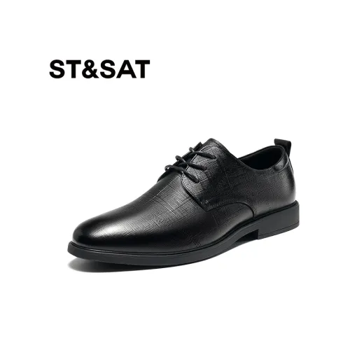 ST&SAT Dress Shoes Men Low Top Black