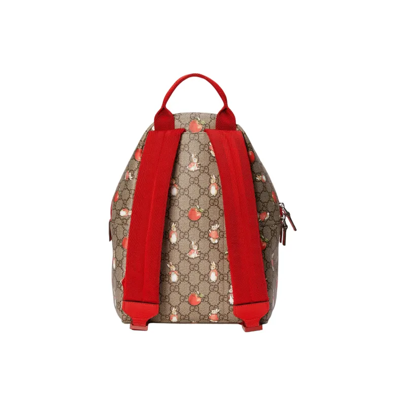 GUCCI Peter Rabbit™ Collaboration Canvas With Leather Backpack Kids' Ebony & Green & Red-3