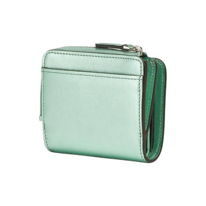 FENDI FF Diamonds Series Layered Leather Wallet Women's Light Green-1