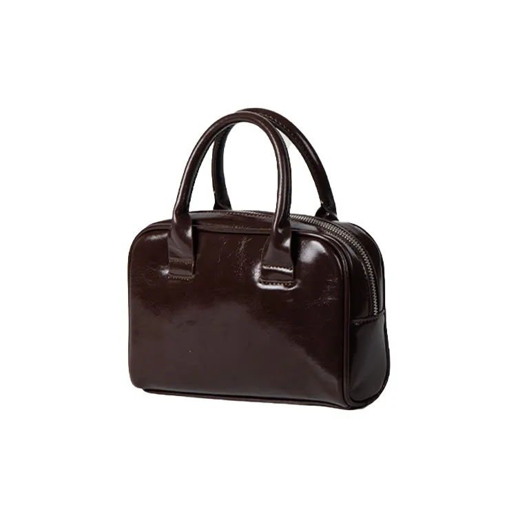 HAWA PU Bowling Bag Handbag Medium Size Women's Black/Red/Silver/Ecru/Coffee-11