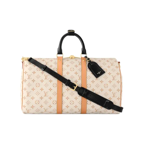LOUIS VUITTON Keepall Coated Canvas Cow Leather Patchwork Trim Handbag Shoulder Bag Crossbody Bag Travel Bag Women's