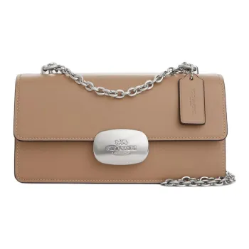 COACH Eliza Calfskin Shoulder Bag Crossbody Bag Medium Size Women's Silver & Taupe