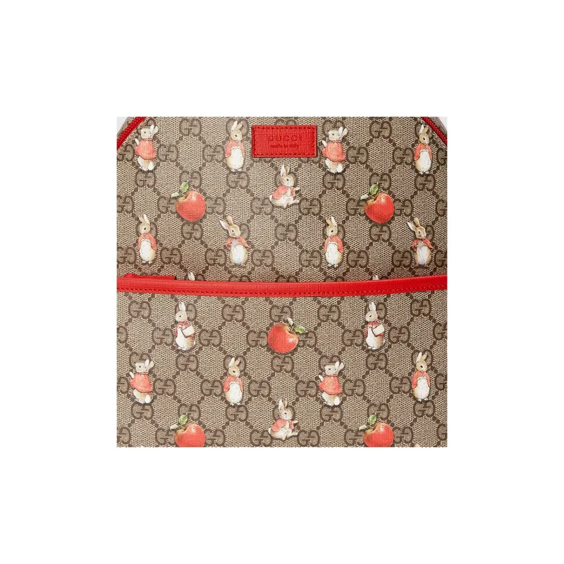 GUCCI Peter Rabbit™ Collaboration Canvas With Leather Backpack Kids' Ebony & Green & Red-7