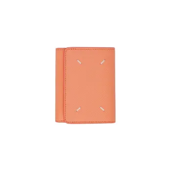 Maison Margiela Grained Calfskin Card Holder Wallet Women's Light Orange