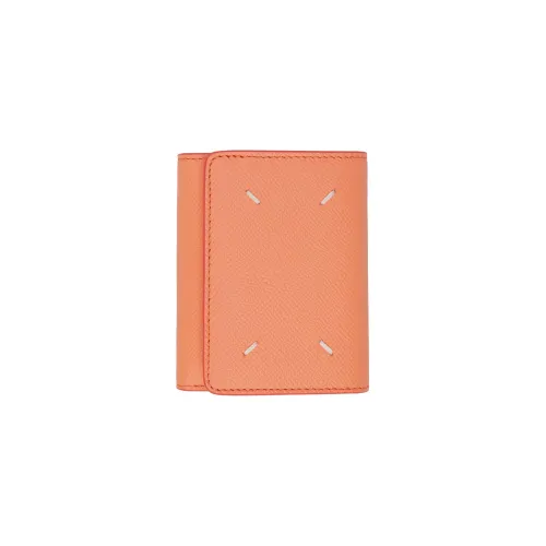 Maison Margiela Grained Calfskin Card Holder Wallet Women's Light Orange
