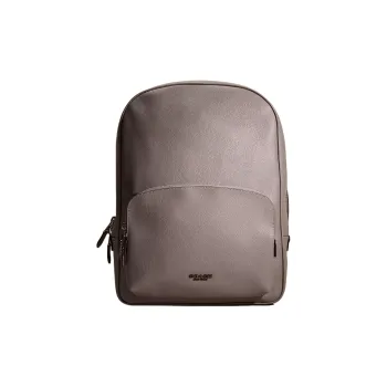 COACH Kennedy Cross-Stitch Leather Backpack Large Size Unisex Silver Light Gray