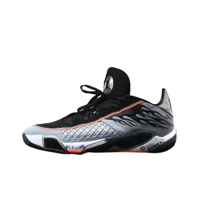 Jordan Air Jordan 38 Low PE Wear Resistant Low Top Basketball Shoes Men's Silver black Orange-0