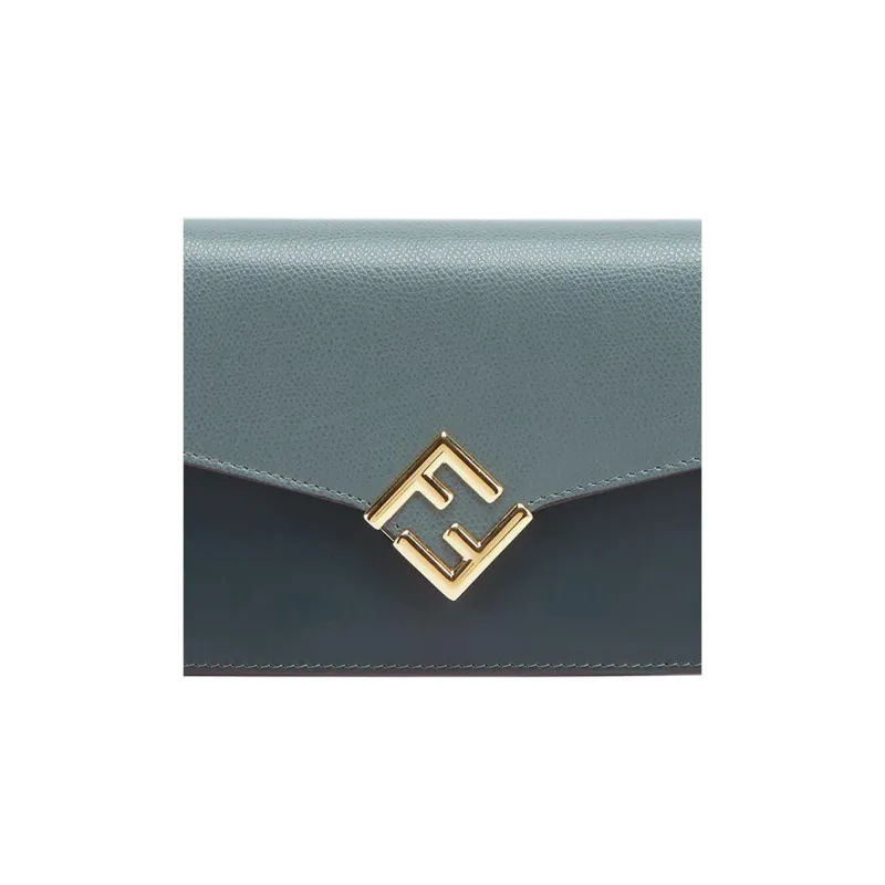 FENDI FF Diamonds Series Leather Crossbody Bag, Shoulder Bag Women's Green-4