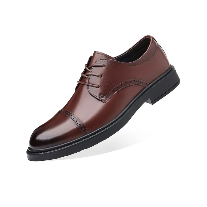 GZZ Dress Shoes Men Low Top Black/Brown-6