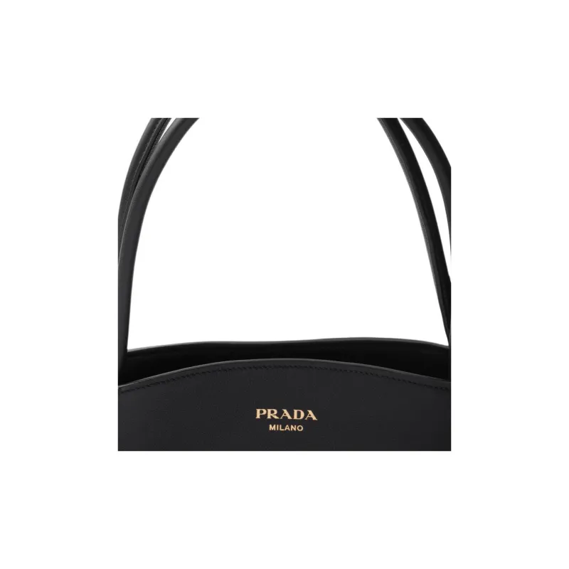 PRADA Leather Tote Bag, Shopping Bag, Handbag Large Size Women's Black-4