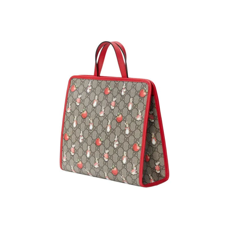 GUCCI Peter Rabbit™ Collaboration Canvas Tote Bag Shopping Bag Handbag Kids' Ebony & Green & Red-1