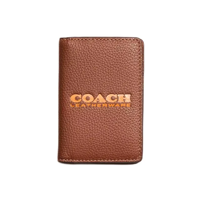 COACH Polished Pebble Leather Card Holder, Wallet Mini Women's Hidden Seat & Canyon-0