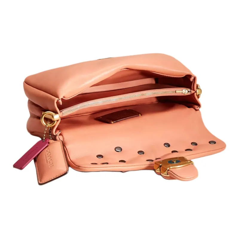 COACH Tabby Nappa Leather With Smooth Leather Accents Portable Crossbody Bag Shoulder Bag Women's Light Coral-2