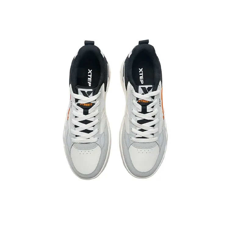 XTEP Casual Shoes Men Low Top Canvas White/Black/Lunar Stone Gray-3