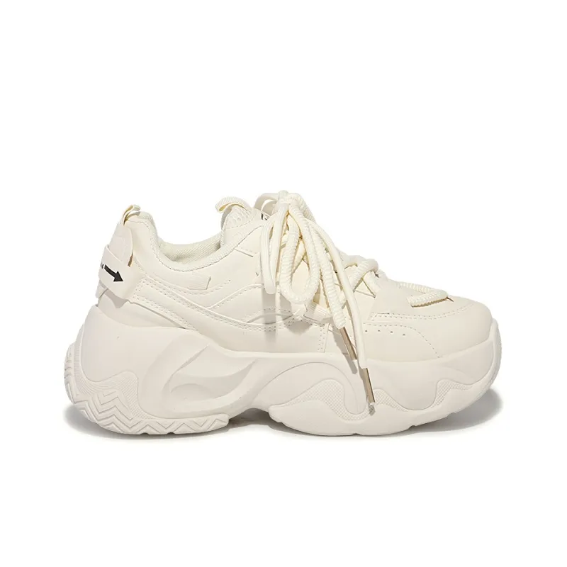 Miss Zhang Cushioned Anti Slip Wear Resistant Lightweight Height Increasing Low Top Chunky Sneakers Women's Beige-1