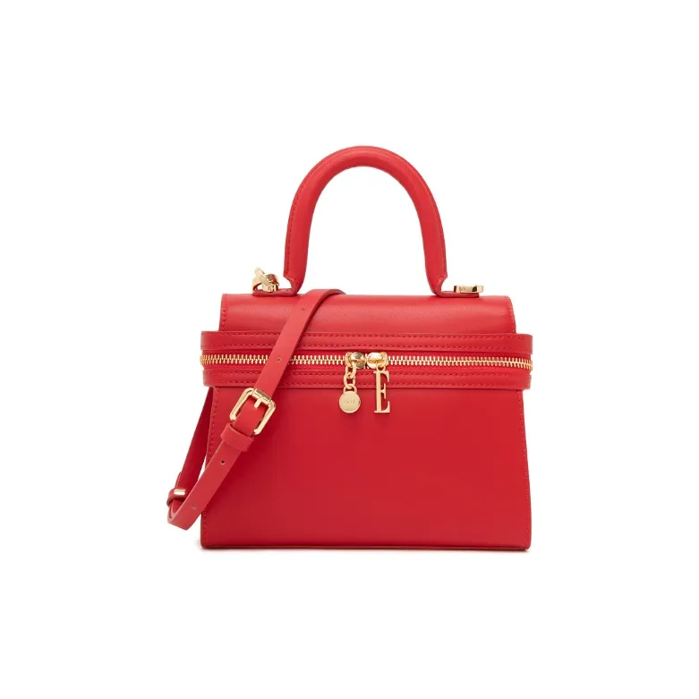 ELLE Leather Crossbody Bag Regular Women's Black/Red/Pink-4