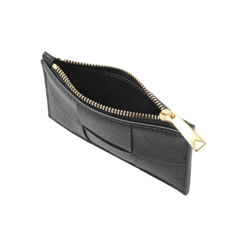 Bottega Veneta Calfskin Card Holder Wallet Women's Black-3