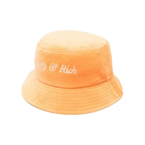 SPORTY & RICH Logo-embroidered Cotton Velvet Bucket Hat