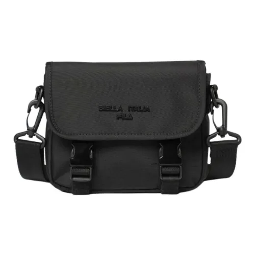 FILA Nylon Messenger Bag, Shoulder Bag, Crossbody Bag Mini Unisex Black