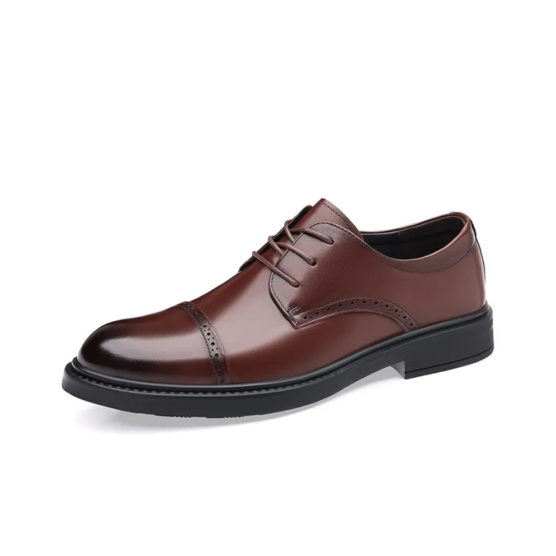 GZZ Dress Shoes Men Low Top Black/Brown-5