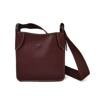 LONGCHAMP Le Foulonné Calfskin Crossbody Bag, Shoulder Bag Men's Plum