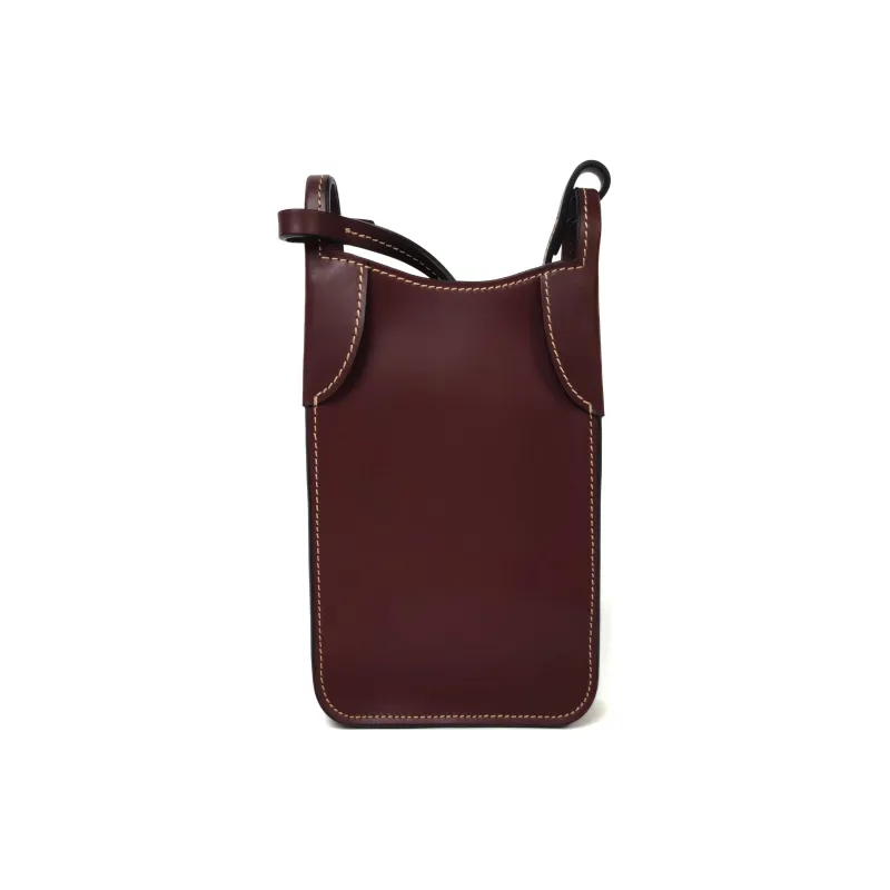 LONGCHAMP Le Foulonné Calfskin Cell Phone Pouch Shoulder Bag Crossbody Bag Men's Fuchsia-3