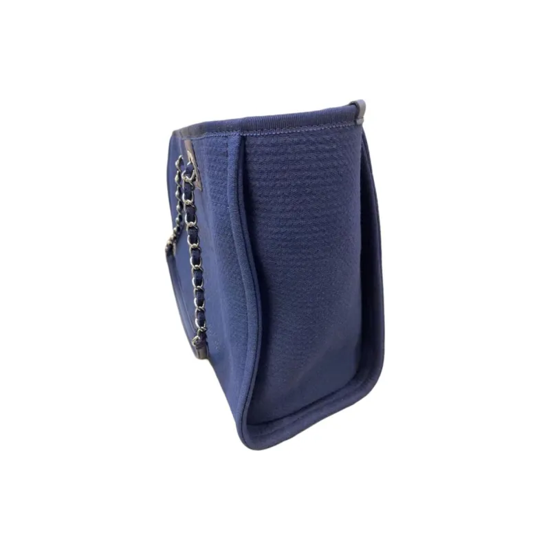 CHANEL Cotton With Canvas And Leather Tote Bag, Shopping Bag, Shoulder Bag, Handbag Women's Blue-1