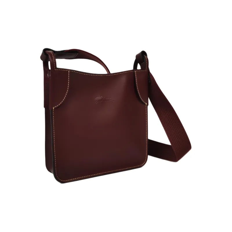 LONGCHAMP Le Foulonné Calfskin Crossbody Bag, Shoulder Bag Men's Plum-1